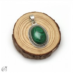 Colgante oval de malaquita en plata 925. Mediano - modelo 3