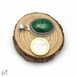 Colgante oval de malaquita en plata 925. Mediano - modelo 3