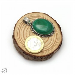 Colgante oval de malaquita en plata 925. Mediano - modelo 4