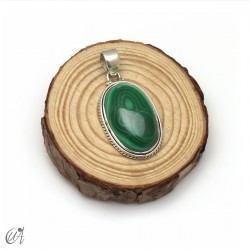 Colgante oval de malaquita en plata 925. Mediano - modelo 5