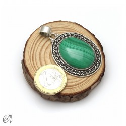 Colgante oval de malaquita en plata 925. Grande - modelo 1