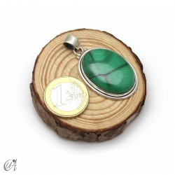 Colgante oval de malaquita en plata 925. Grande - modelo 2