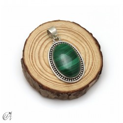 Colgante oval de malaquita en plata 925. Grande - modelo 3