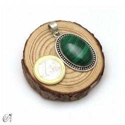 Colgante oval de malaquita en plata 925. Grande - modelo 3