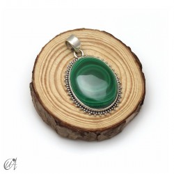 Colgante oval de malaquita en plata 925. Grande - modelo 4