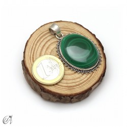 Colgante oval de malaquita en plata 925. Grande - modelo 4