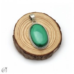 Oval malachite pendant in 925 silver. Large - model 5