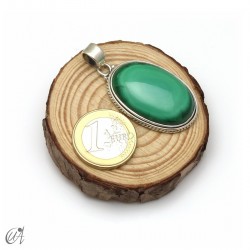 Colgante oval de malaquita en plata 925. Grande - modelo 5
