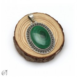 Colgante oval de malaquita en plata 925. Extra grande - modelo 1