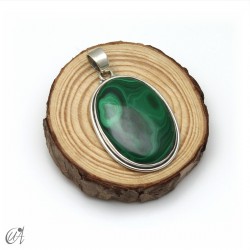Colgante oval de malaquita en plata 925. Extra grande - modelo 2