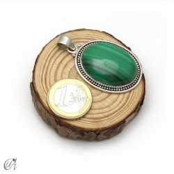 Oval malachite pendant in 925 silver. Extra large - model 3