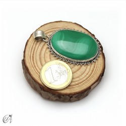 Oval malachite pendant in 925 silver. Extra large - model 4