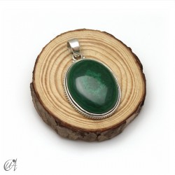 Colgante oval de malaquita en plata 925. Extra grande - modelo 5