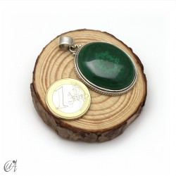 Colgante oval de malaquita en plata 925. Extra grande - modelo 5