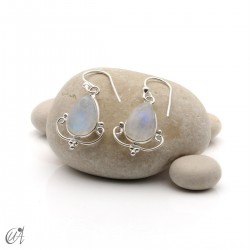 Plata y piedra luna - pendientes Boheme