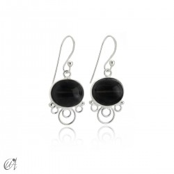 Nuit sterling silver earrings with natural black star diopside
