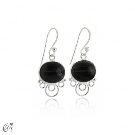Nuit sterling silver earrings with natural black star diopside