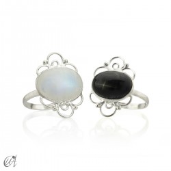 Nuit ring, silver with natural stone