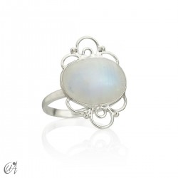 Anillo Nuit, plata con piedra luna natural