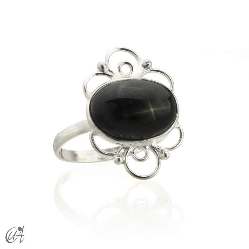 Anillo Nuit, plata con black star natural