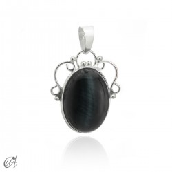 Colgante Romance, piedra ojo de halcón en plata 925