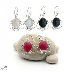 Romance earrings, silver and gemstone