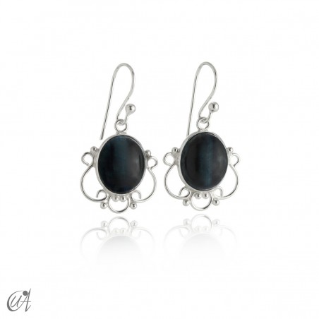 Pendientes Romance, plata y ojo de halcón