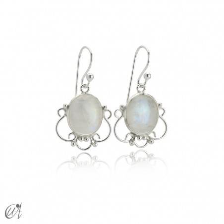 Pendientes Romance, plata y piedra luna