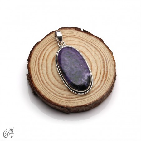 Oval charoite pendant in 925 silver -medium, model 1