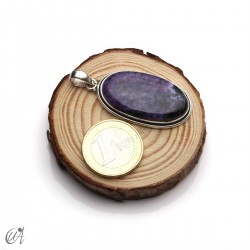 Oval charoite pendant in 925 silver -medium, model 1