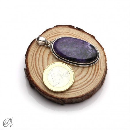 Colgante oval de charoita en plata 925 -mediano, modelo 1