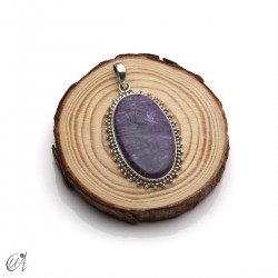 Oval charoite pendant in 925 silver -medium, model 2