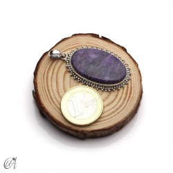 Oval charoite pendant in 925 silver -medium, model 2