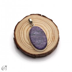 Oval charoite pendant in 925 silver -medium, model 3