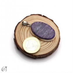 Oval charoite pendant in 925 silver -medium, model 3