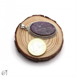Oval charoite pendant in 925 silver -medium, model 4