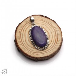 Oval charoite pendant in 925 silver -medium, model 5