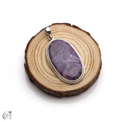 Colgante oval de charoita en plata 925 -grande, modelo 1