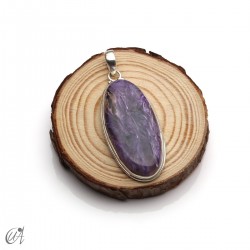 Colgante oval de charoita en plata 925 -grande, modelo 3