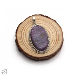 Colgante oval de charoita en plata 925 -grande, modelo 4