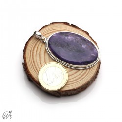 Colgante oval de charoita en plata 925 -extra grande, modelo 1