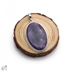 Colgante oval de charoita en plata 925 -extra grande, modelo 1