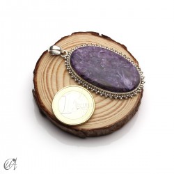 Colgante oval de charoita en plata 925 -extra grande, modelo 2