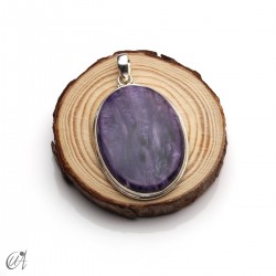 Colgante oval de charoita en plata 925 -extra grande, modelo 3