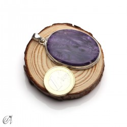 Oval charoite pendant in 925 silver - extra large, model 3