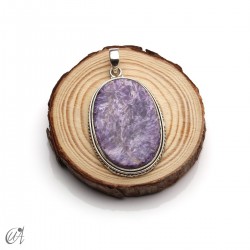 Colgante oval de charoita en plata 925 -extra grande, modelo 5