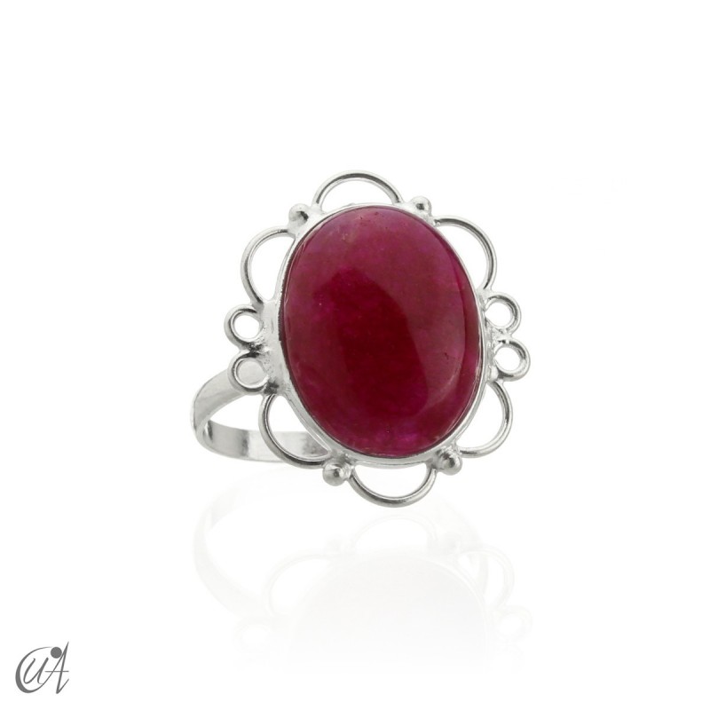 Silver ring with ruby, Romance