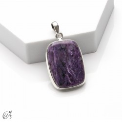 Colgante rectangular de plata y charoita, mediano - modelo 2