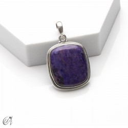 Colgante rectangular de plata y charoita, mediano - modelo 3