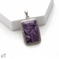Colgante rectangular de plata y charoita, grande - modelo 3